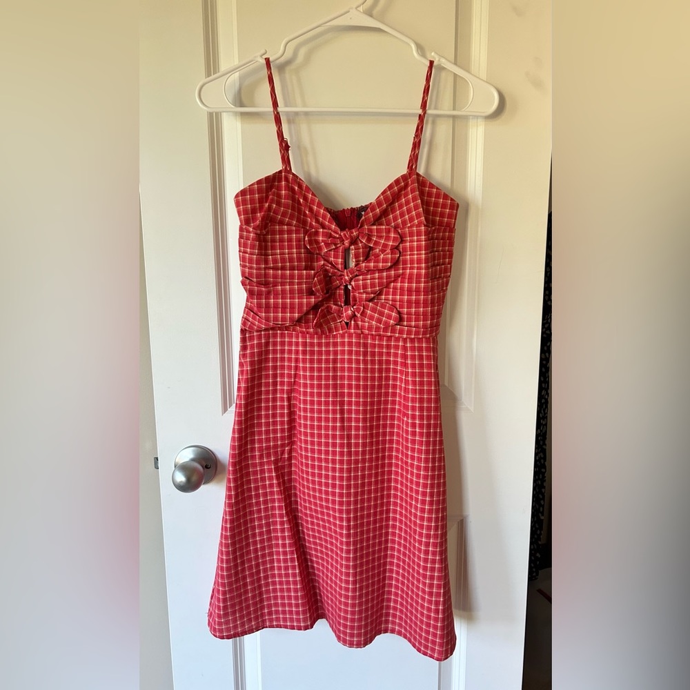 NWT red and white checked dress by 4SI3NNA. Size small.